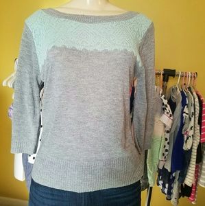 Gray and Mint Green Sweater Top